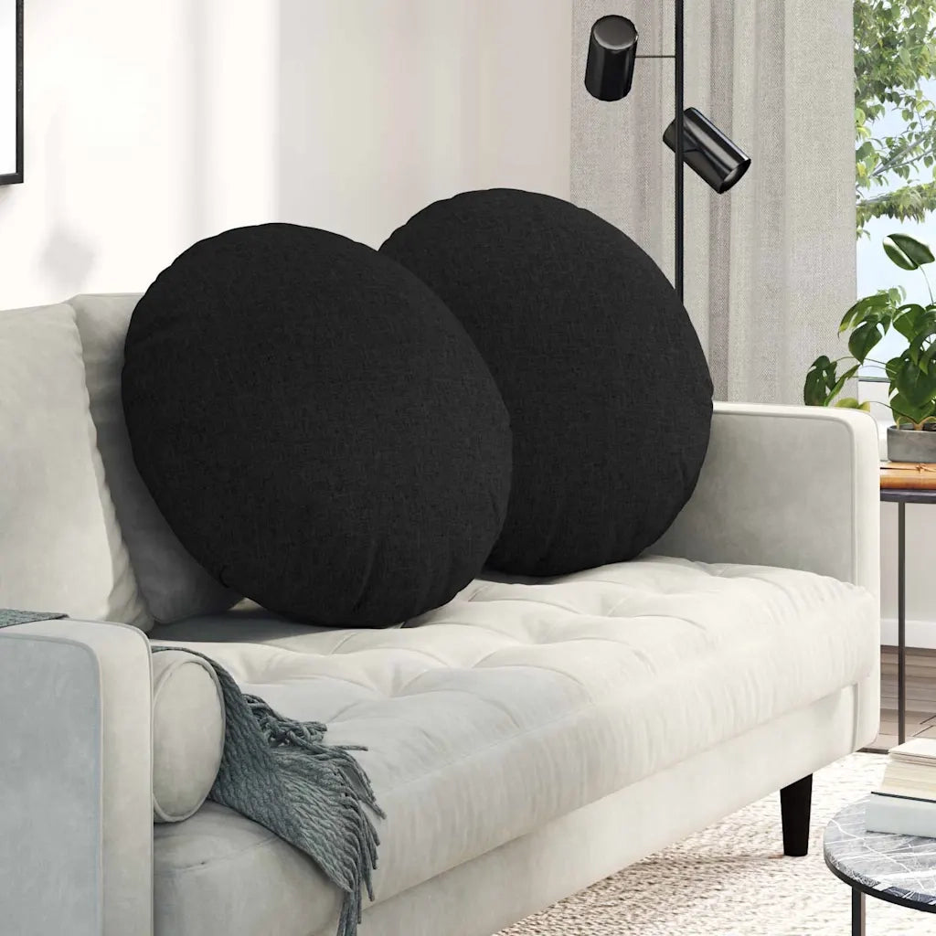 Cuscini per Seduta 2 pcs Nero Ø60 x 21 cm Tessuto