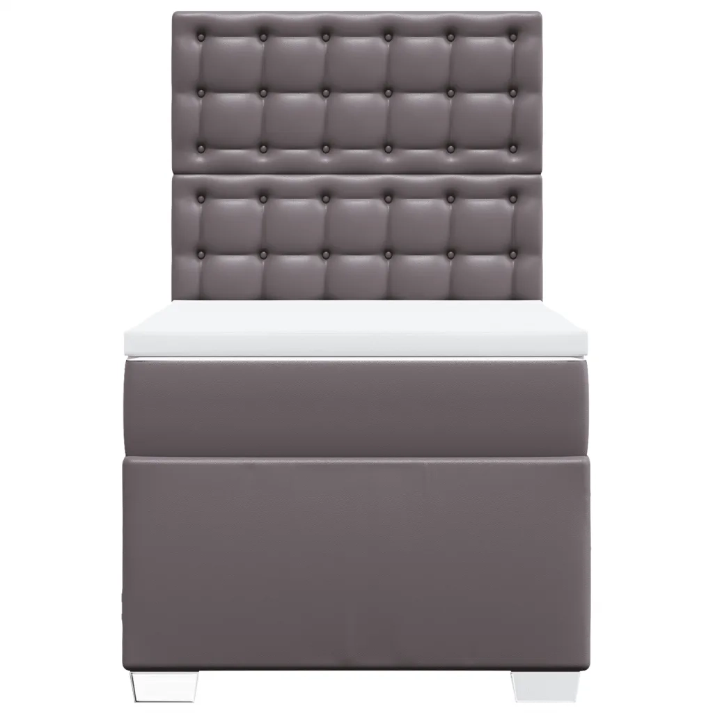 Giroletto a Molle con Materasso Grigio 90x190 cm in Similpelle
