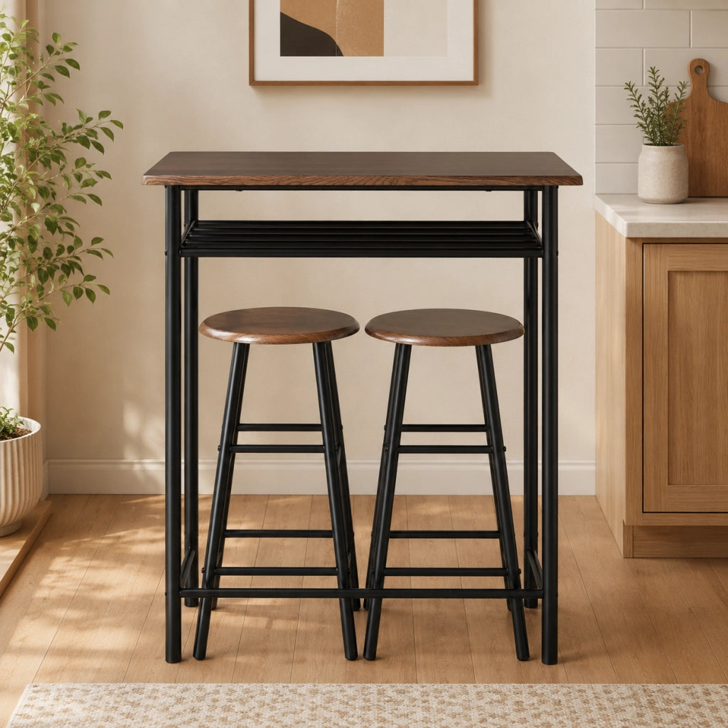 Set da bar 80x50x90 cm con ripiano in MDF nero