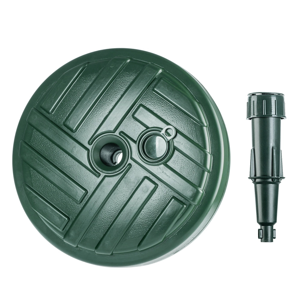 Base per ombrellone da giardino KADAX, rotonda, 39 cm, con peso, verde.