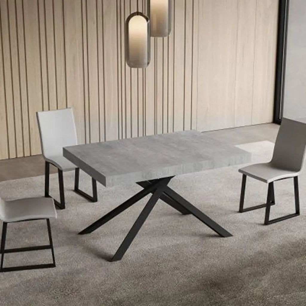 Tavolo allungabile 140/400x90 cm Niket colore cemento gambe antracite