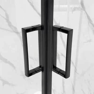 Box doccia 3 lati 80x120x80 cm nero opaco doppio scorrevole  Tay
