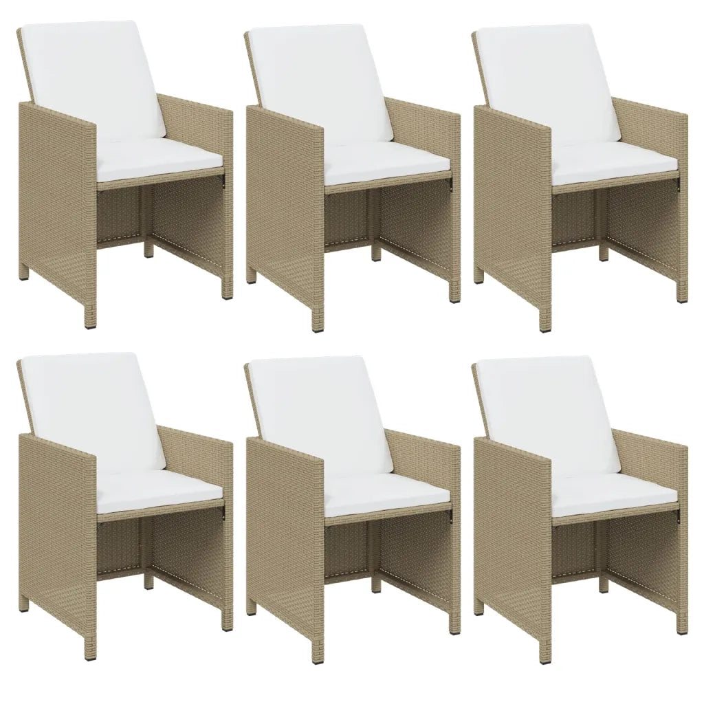 Set da Pranzo da Giardino 7 pz con Cuscini in Polyrattan Beige 3095542