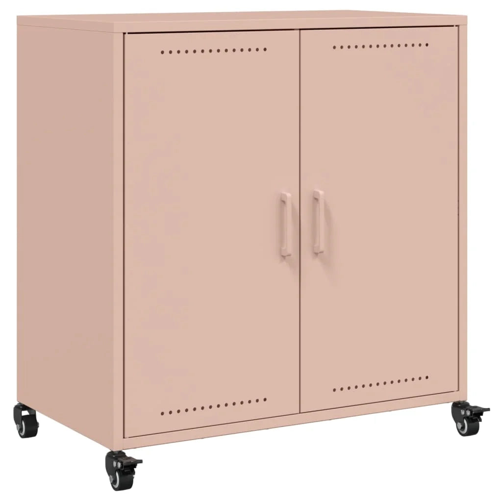Credenza cassettiera armadio mobile contenitore organizer per cucina soggiorno salotto 68,5 x 39 x 72 cm acciaio rosa 02_0036212