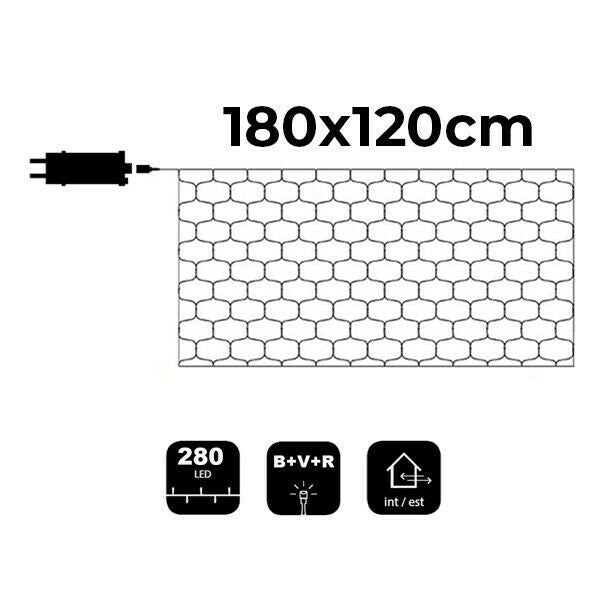 Bandiera tricolore tenda Luminosa Italia Per esterno con 280 led luci bianco rosso verde 1.8x1.2 Metri
