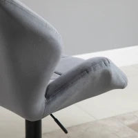 Sgabello da Bar 2 Pezzi, Imbottito con Telaio in Metallo, Schienale, Effetto Velluto, Altezza Regolabile Girevole a 360°
