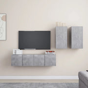 Set di Mobili Porta TV 4 pz Grigio Cemento in Legno Multistrato 3079105