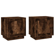 Set di 2 Comodini | Armadio da Notte | Mobiletto da notte Rovere Fumo 44x35x45 cm in Legno Multistrato
