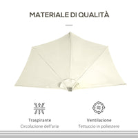 Ombrellone Semicircolare 265x135x240 cm con 20 Luci LED e Pannello Solare Beige