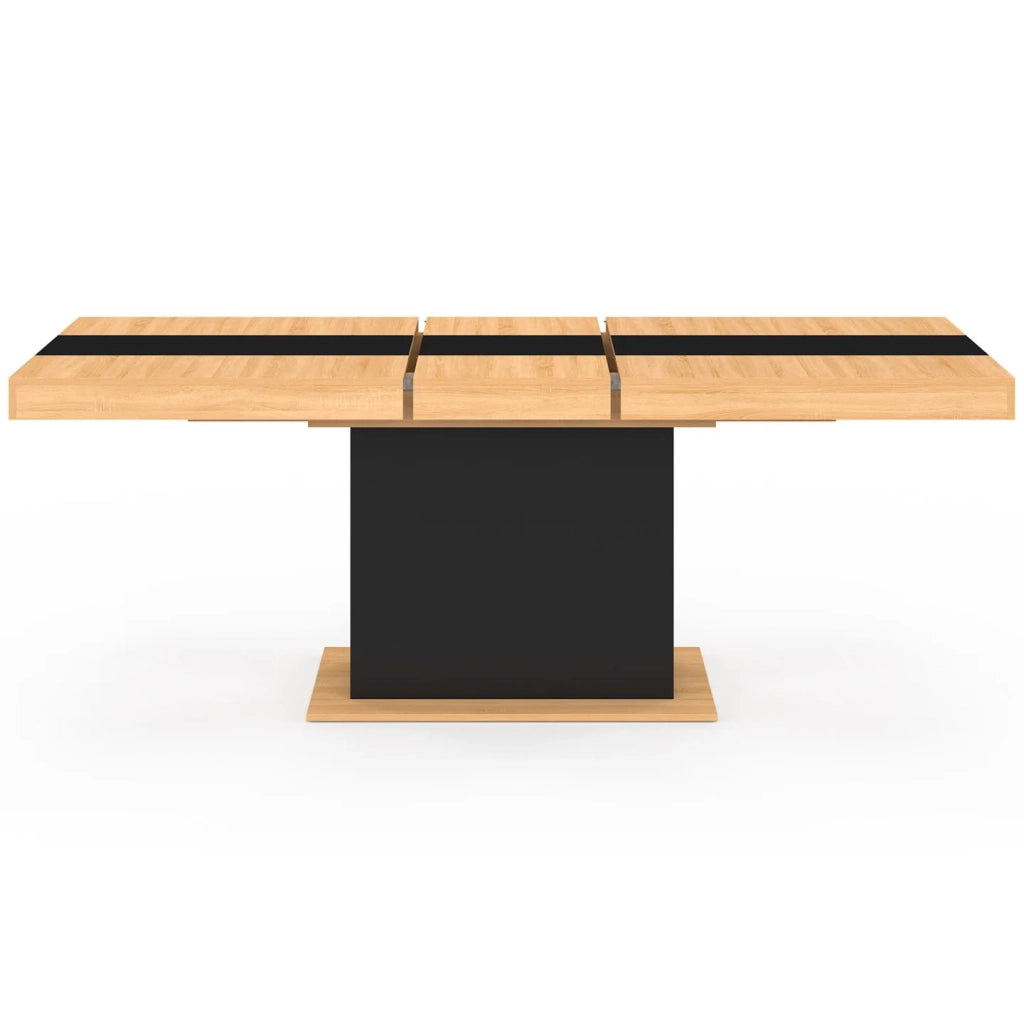 IDMarket - Tavolo da pranzo rettangolare allungabile EDEN 6-10 persone in legno e fascia centrale nera 160-200 cm