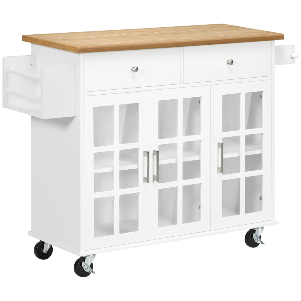 Isola Cucina con Carrello ¨C zephmum ¨C Bianco 124.5x39.5x90 cm