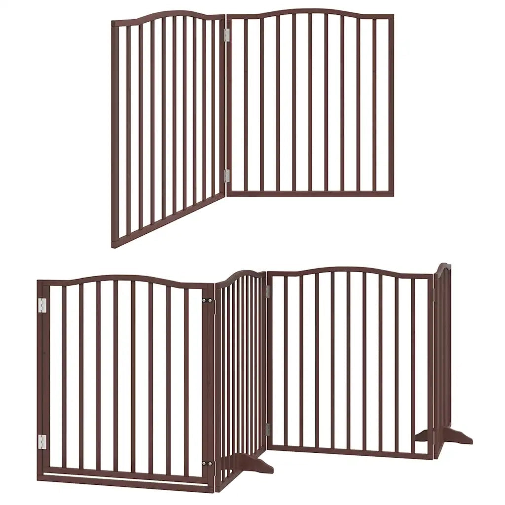 Cancello Cani Porta Pieghevole Marrone 12 Pannelli 960cm Pioppo CFW2955647