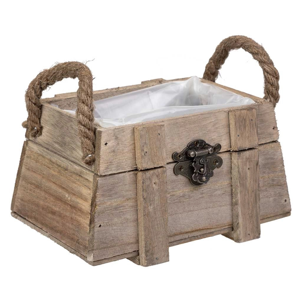 Cesto in legno con manici marroni 17x11x10,5h