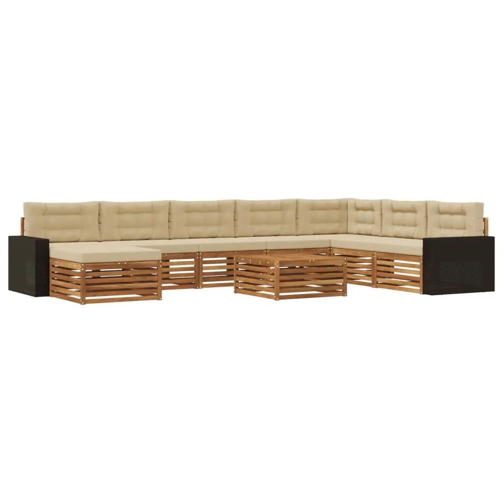 Set di divani da esterno 9 pz Naturale e Beige 3383756