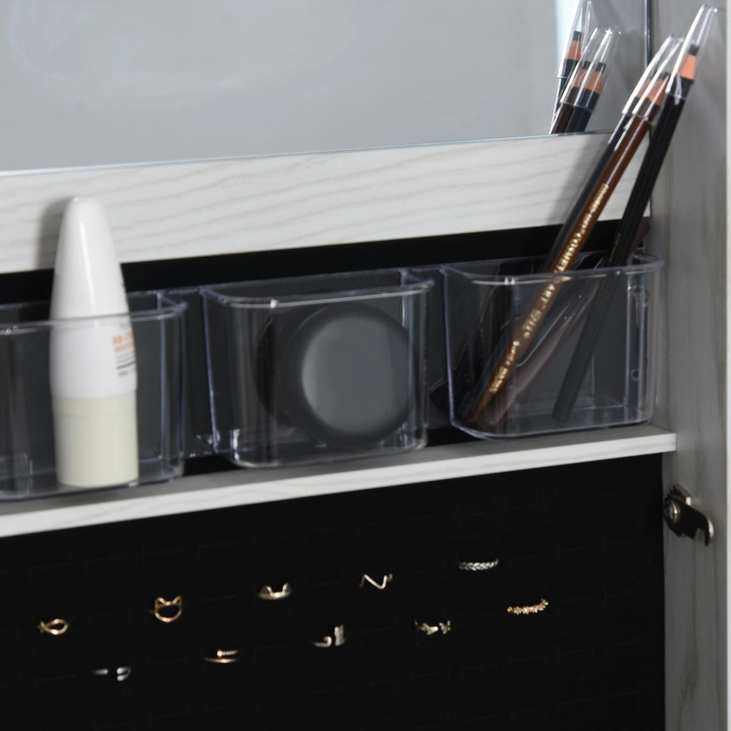 Armadio da trucco con specchio e illuminazione LED ¨C zephmum ¨C bianco 38x38x157 cm