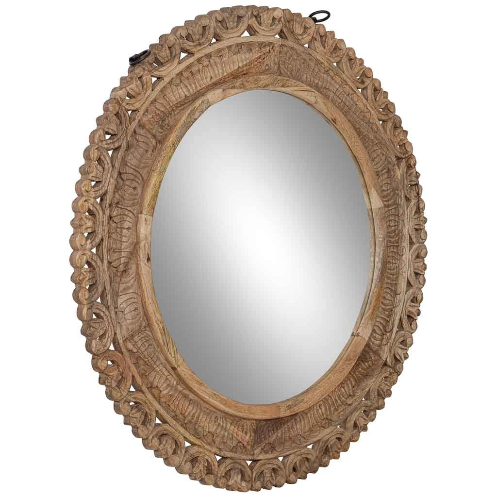 Specchio in legno marrone 120x8x120 cm