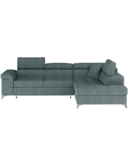 Divano angolare convertibile PALAZZO 4 posti verde blu – angolo destro con vano contenitore