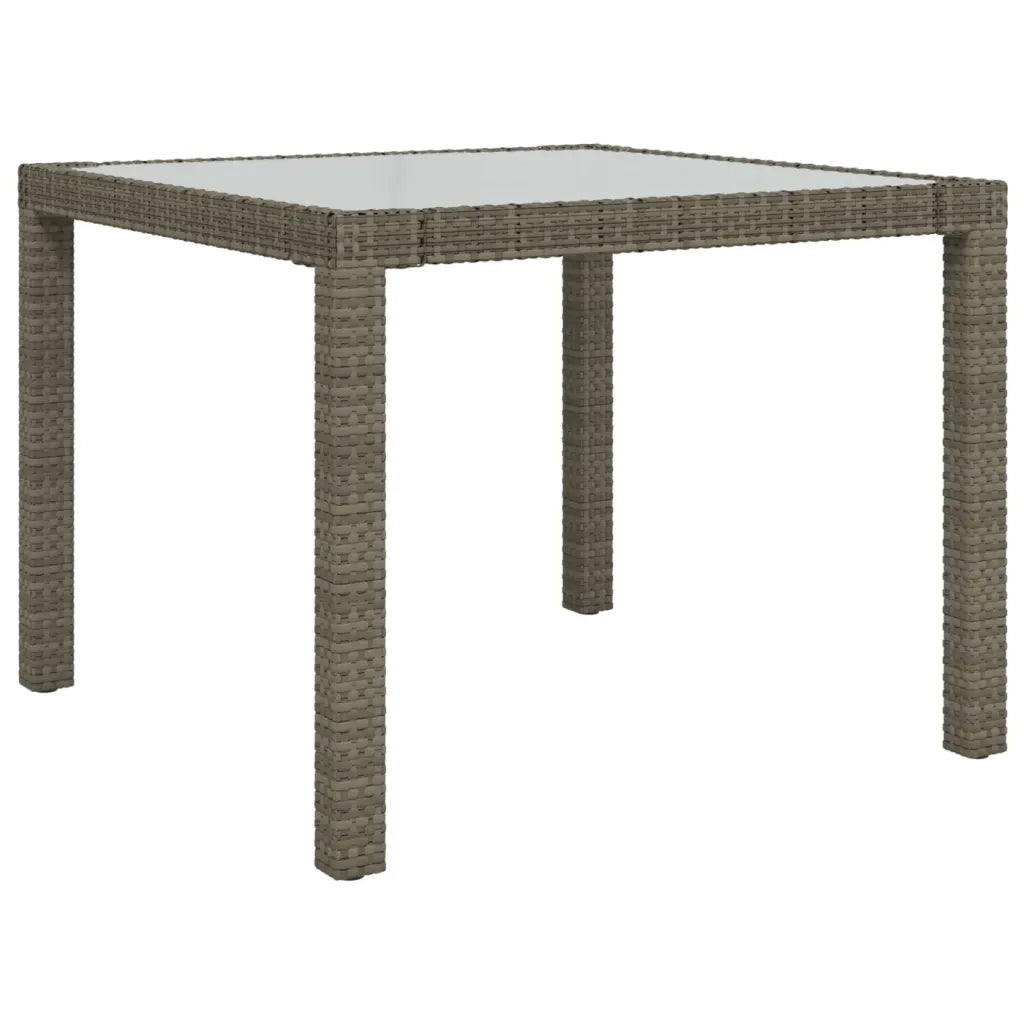 Tavolo Giardino 90x90x75cm Vetro Temperato e Polyrattan Grigio 316700