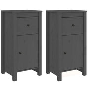 Credenze 2 pz | Madia | Buffet da pranzo | Armadio da pranzo Grigie 40x35x80 cm in Legno Massello di Pino