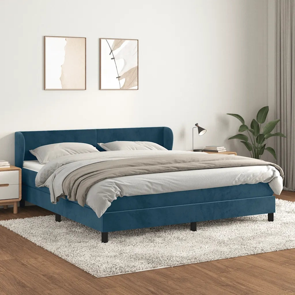 Giroletto a Molle con Materasso Blu Scuro 180x200 cm in Velluto cod mxl 74390