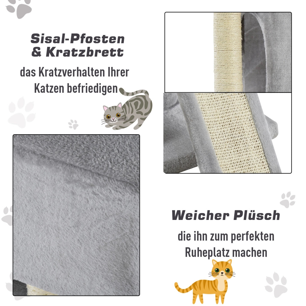 Albero per gatti con colonne di sisal ¨C zephmum ¨C grigio chiaro 83 cm