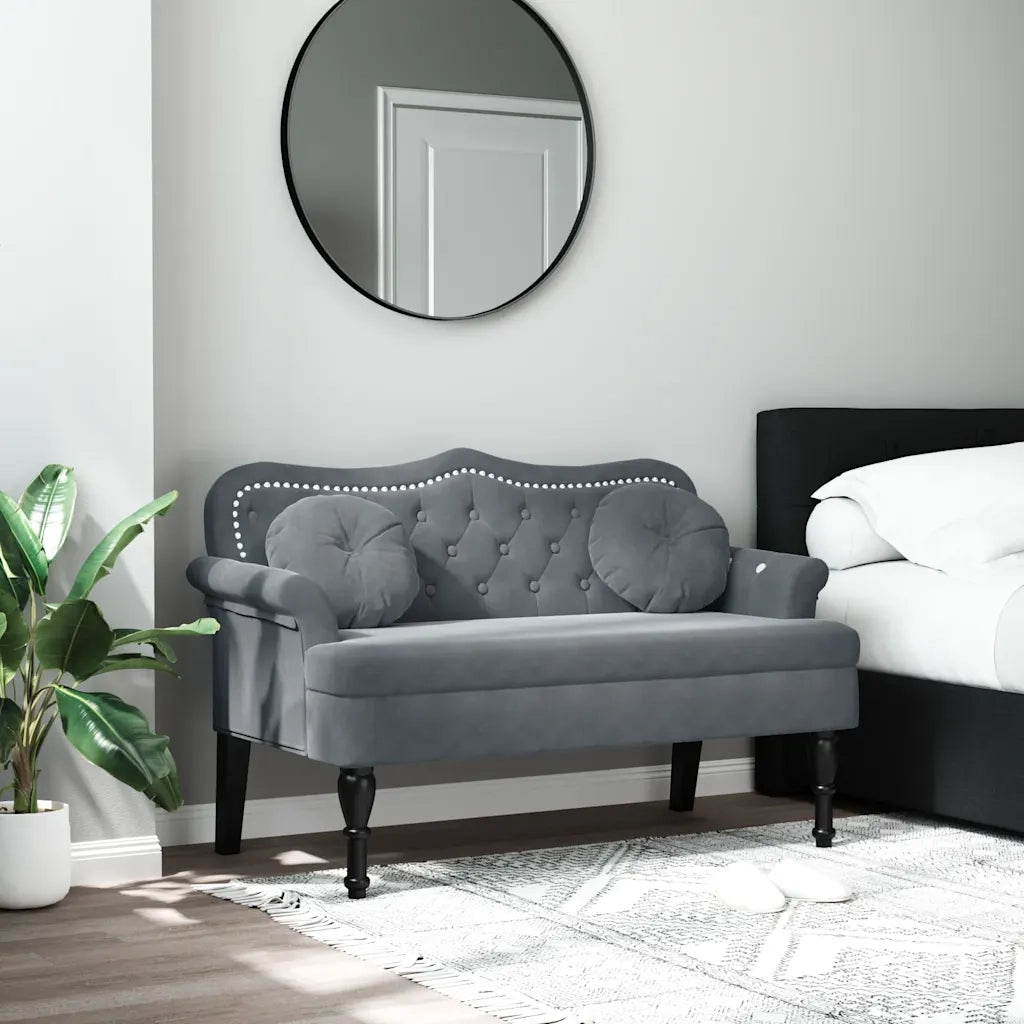 Panca con Cuscini Grigio Scuro 120,5x65x75 cm Velluto CFW2352053