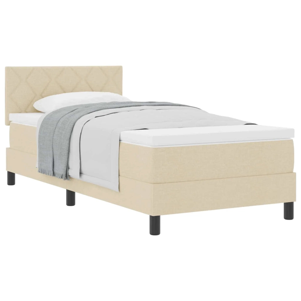 Letto a molle con testiera Crema 90 x 190 cm Tessuto 3338732