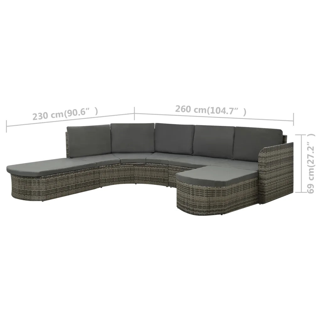 Set Divani da Giardino 4 pz con Cuscini in Polyrattan Grigio cod mxl 37770