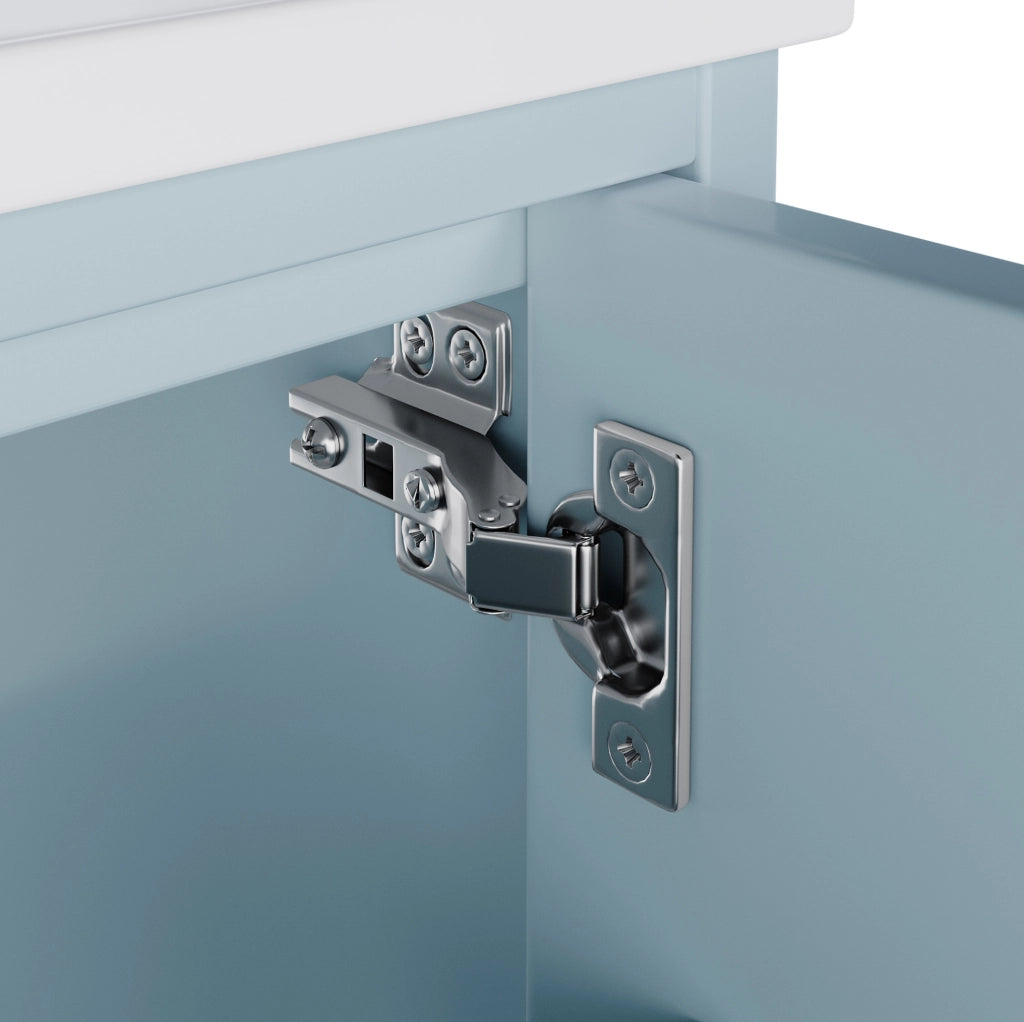 Mobile bagno sospeso 76x46x51 cm con illuminazione LED a sensore; lavabo integrato in ceramica; MDF blu
