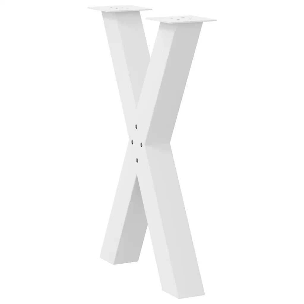 Gambe per tavolo da pranzo a forma di X 2 pz bianche 50x(72-73) cm in acciaio 4012969