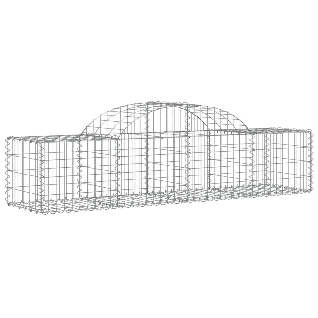 Cestini gabbioni recinzione a gabbia muro di contenimento ad arco 18 pezzi 200 x 50 x 40/60 cm ferro zincato argento 02_0040506