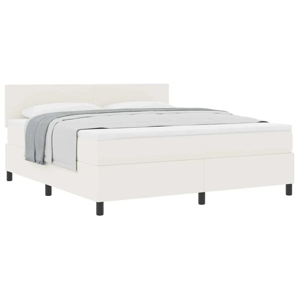 Letto a molle Crema e Bianco 180 x 200 cm Tessuto in Cords 3337525
