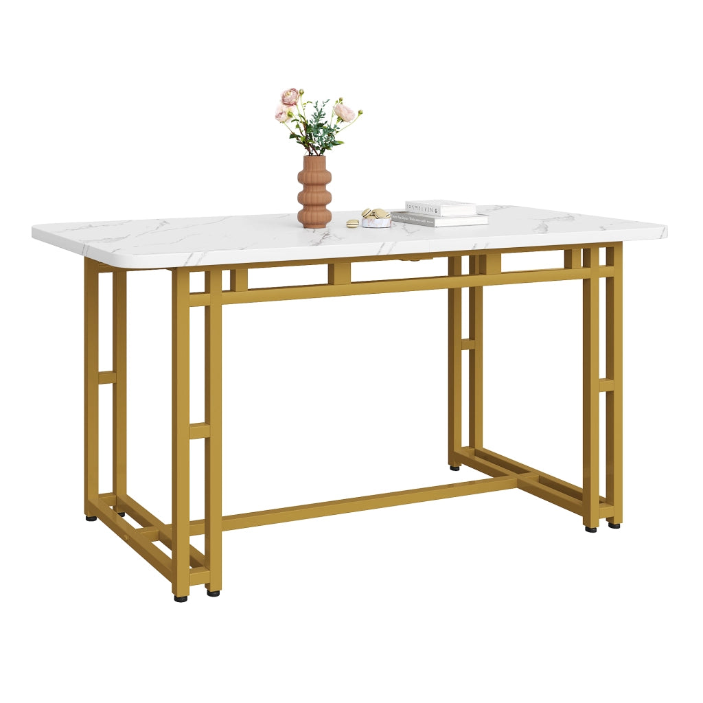 Tavolo da pranzo moderno in MDF con gambe in metallo dorato design leggero per sala da pranzo e soggiorno