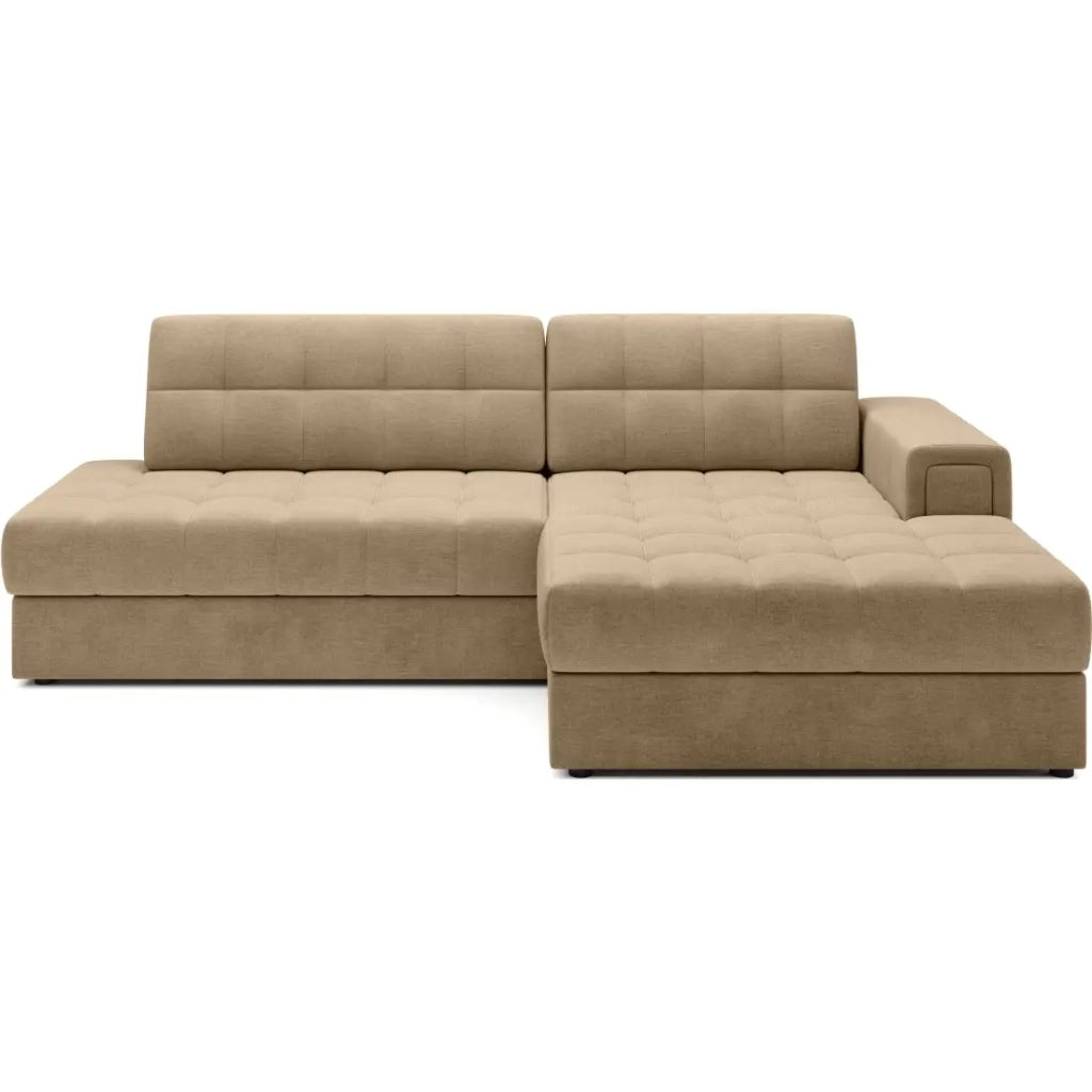 Divano angolare trasformabile CUBITO beige 240 cm con contenitore e letto