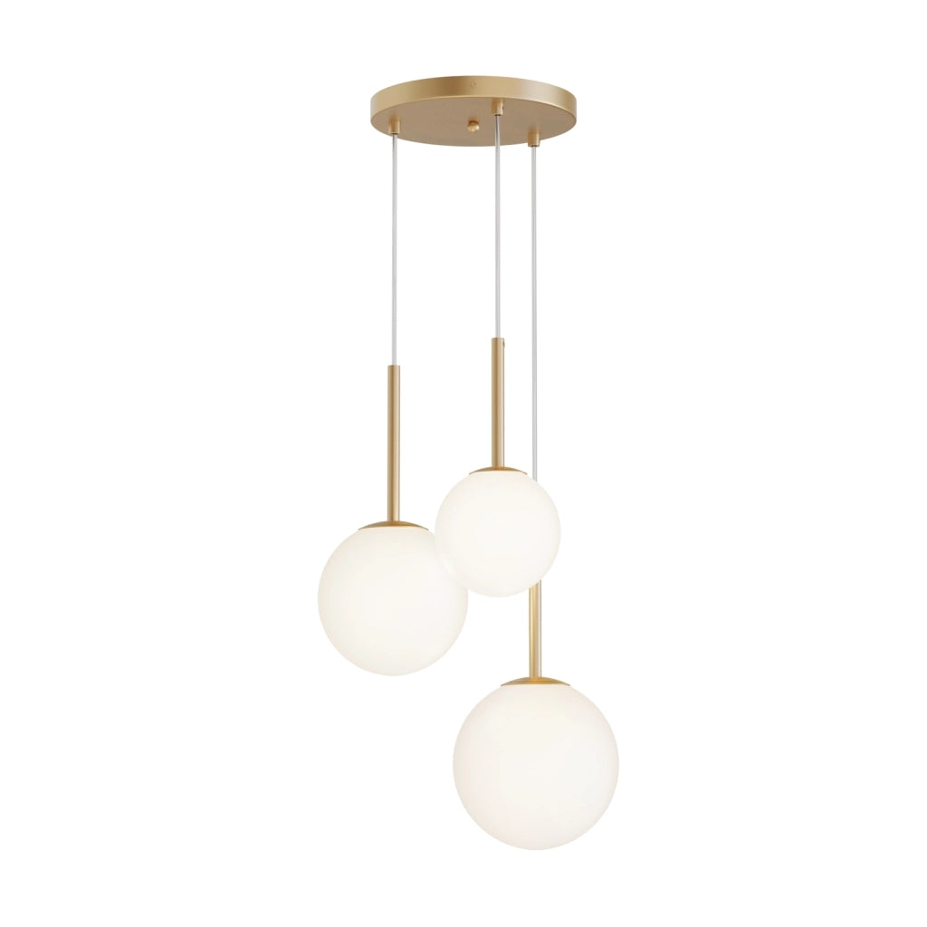 Lampadario A Sospensione Moderno Basic Form Metallo Oro Vetro 3 Luci E14 40W