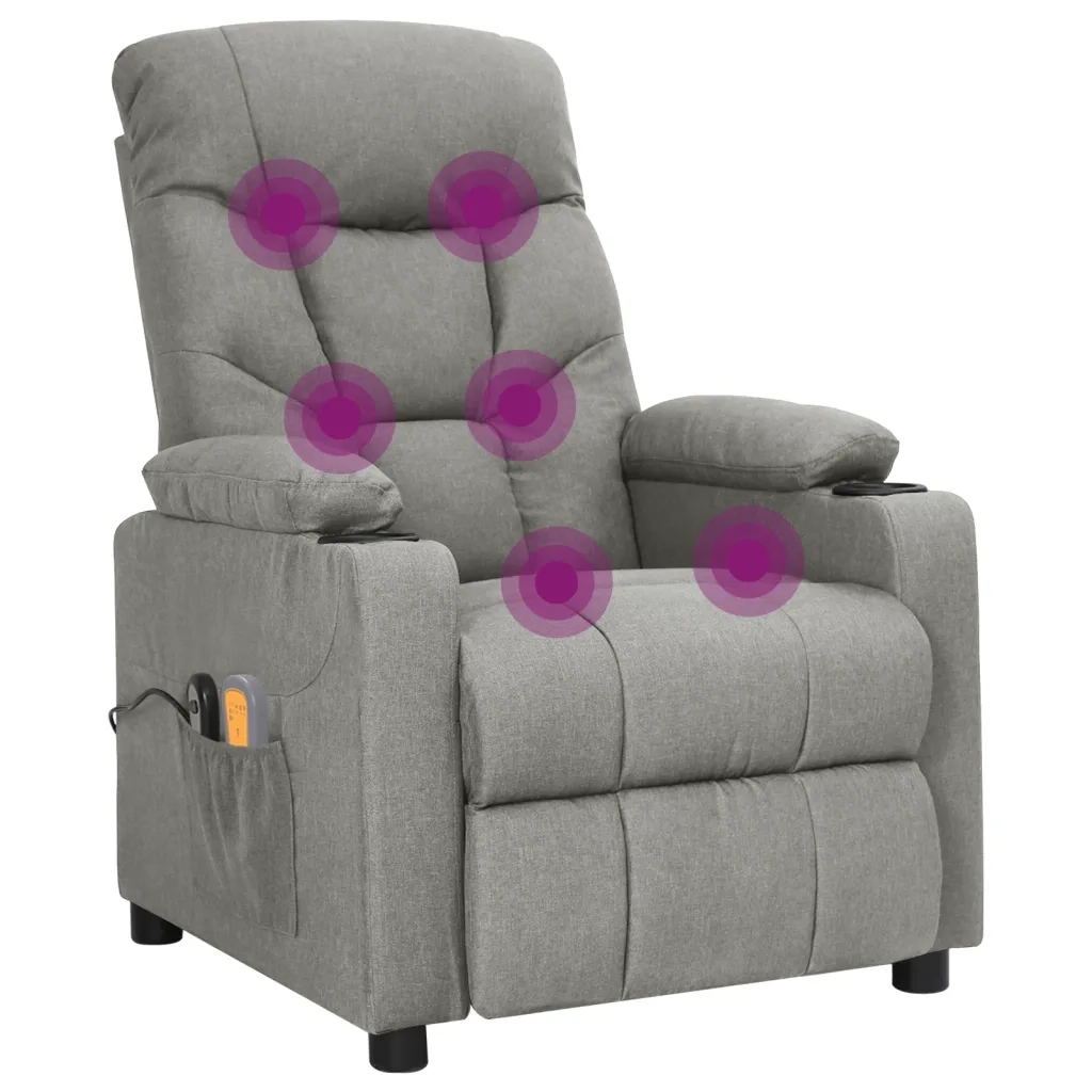 Poltrona Massaggiante Elettrica Grigio Chiaro in Tessuto 3098827