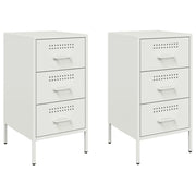 Set di 2 Comodini | Armadio da Notte | Mobiletto da notte Bianchi 36x39x68 cm in Acciaio