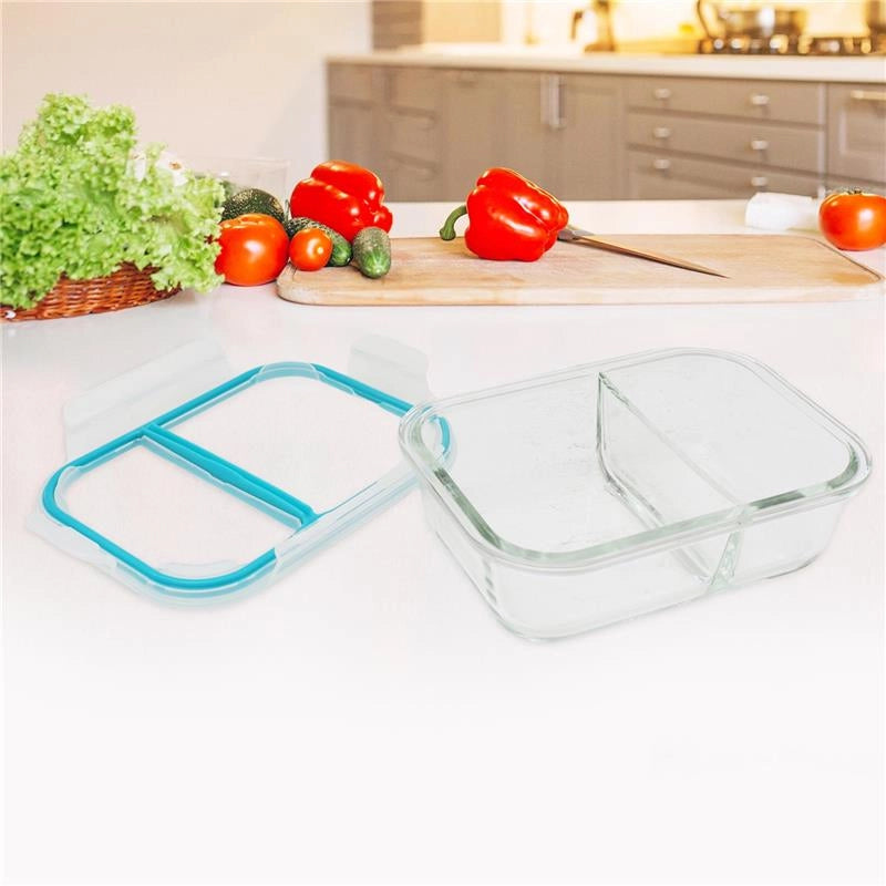 KIT SET 2 PZ MAURY'S CONTENITORE IN VETRO 2 SCOMPARTI ERMETICI 0,64 LT