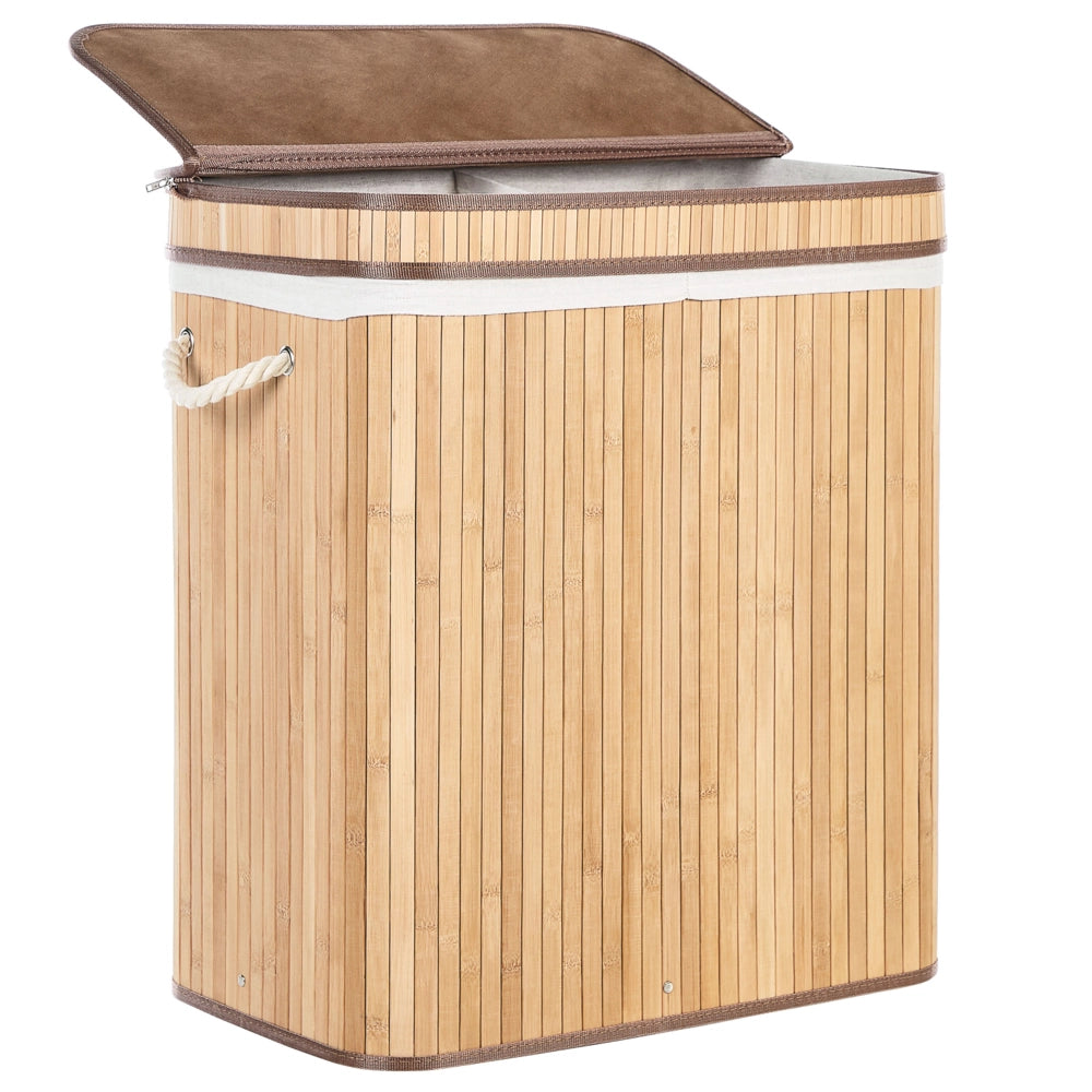 Cestino portaoggetti in bambù marrone chiaro con coperchio Cestino per biancheria Accessori pratici lavanderia bucato