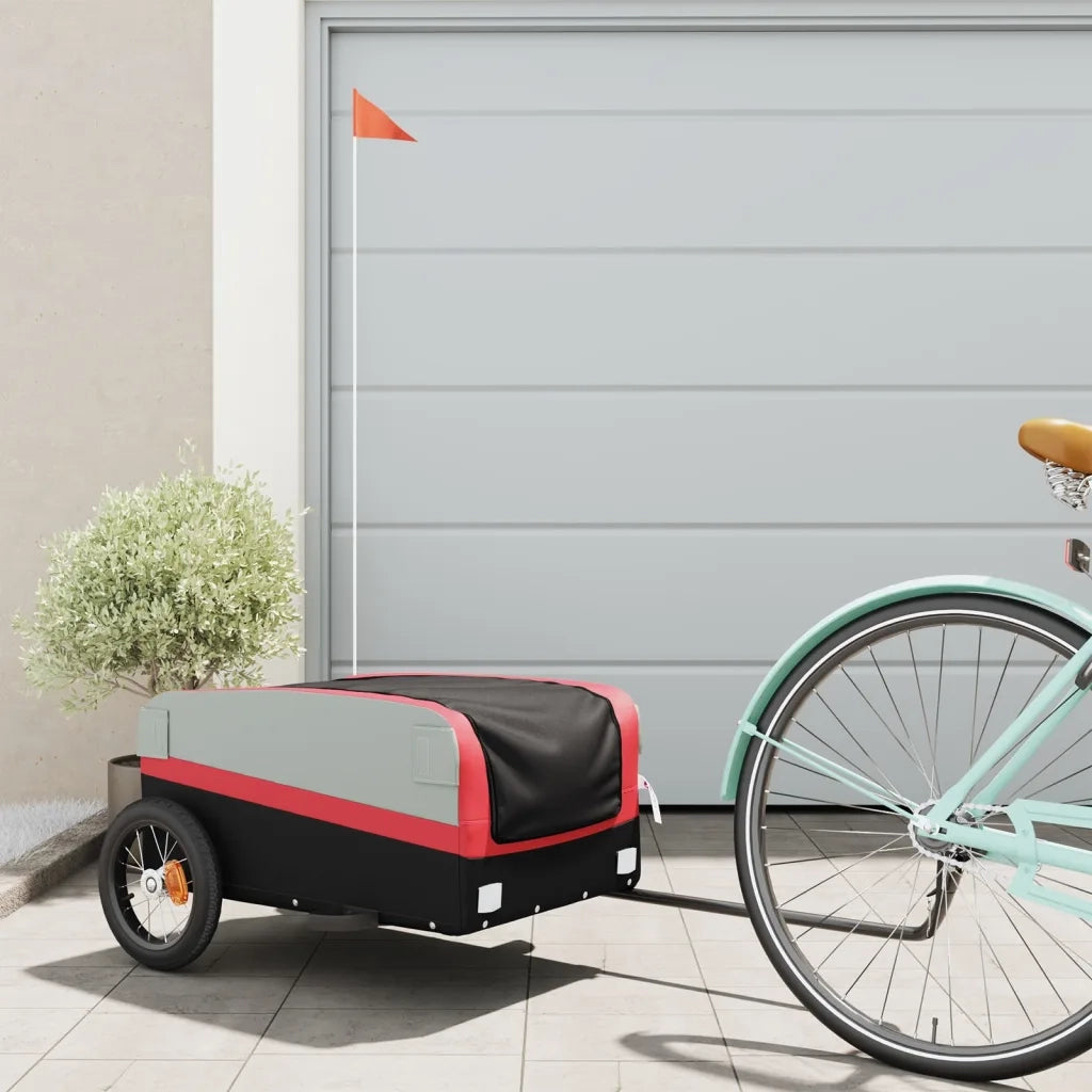 Rimorchio da Bici Nero e Rosso 30 kg in Ferro CFW6301776