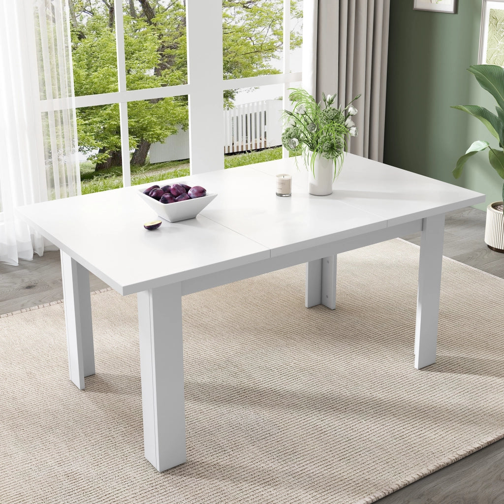 Tavolo da pranzo con piano ribaltabile e vano contenitore stile moderno per sala da pranzo e cucina in MDF bianco 120 × 70 cm