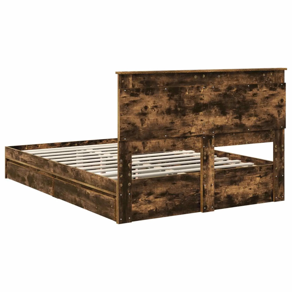 Letto con Contenitore con testiera Rovere fumé 160 x 200 cm 3410232