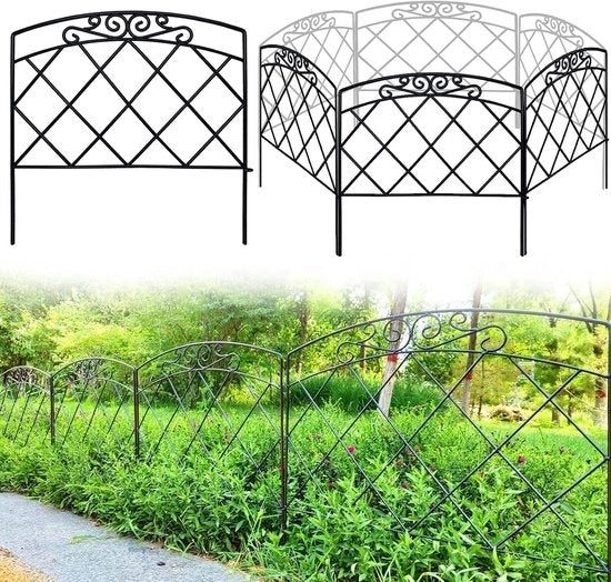 Pannelli di recinzione metallica - Schermo di privacy - Stile moderno - Recinzioni per giardino - 5 pannelli - per giardino - bordure fiorite - alberi - barriera per animali - 60 x 300 cm - Nero