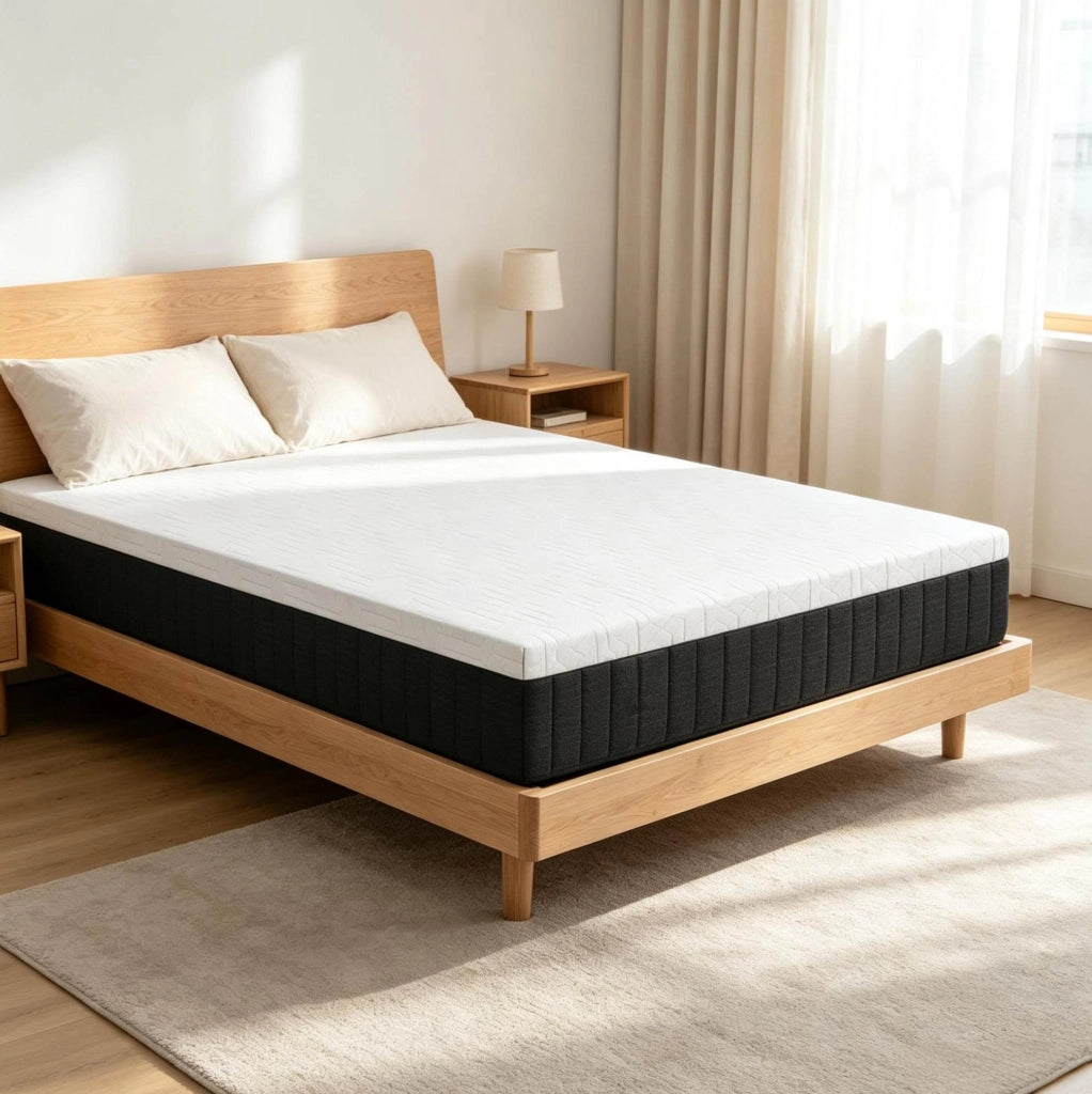 Materasso 140x190 cm a molle insacchettate 7 zone e memory foam; 25 cm; bianco/grigio