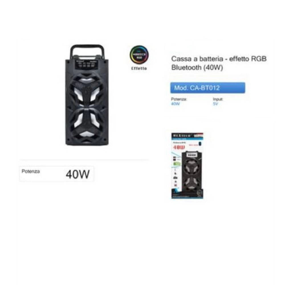 Trade Shop - Cassa Speaker Bluetooth 40w Altoparlante Effetto Rgb Portatile Batteria Ca-bt012 -