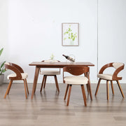 Sedie da Pranzo 4 pz in Legno Curvato e Similpelle Crema 278840