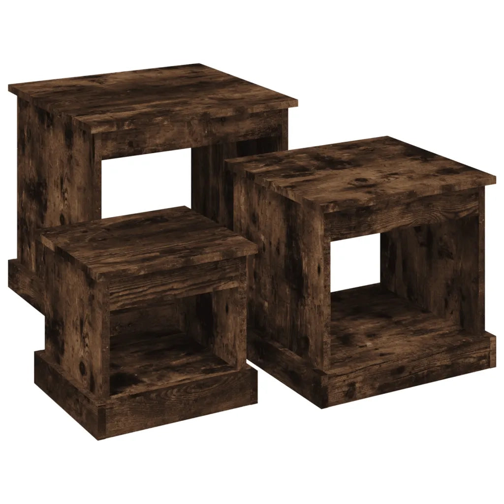Tavolini da Salotto 3 pz Rovere Fumo in Legno Multistrato 816493
