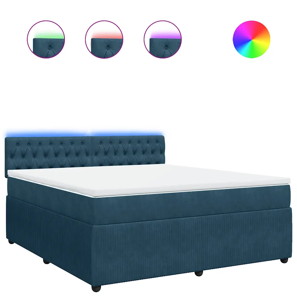 vidaXL Giroletto a Molle con Materasso Blu 180x200 cm in Velluto