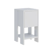 Comodino Filippa, Comò basso, Tavolino da notte, Mensola da letto, 30x30h55 cm, Bianco