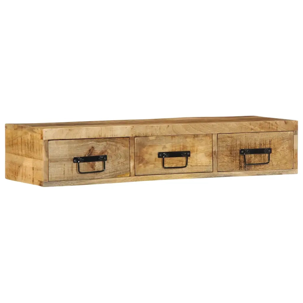 Mobile TV a Parete 100x30x19 cm Legno Grezzo Massello di Mango 4017464
